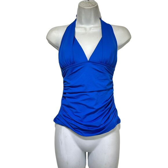 La Blanca Womens LB0IG84 Indigo Island Goddess Halter Tankini Swim Top Size 4 - Picture 1 of 5